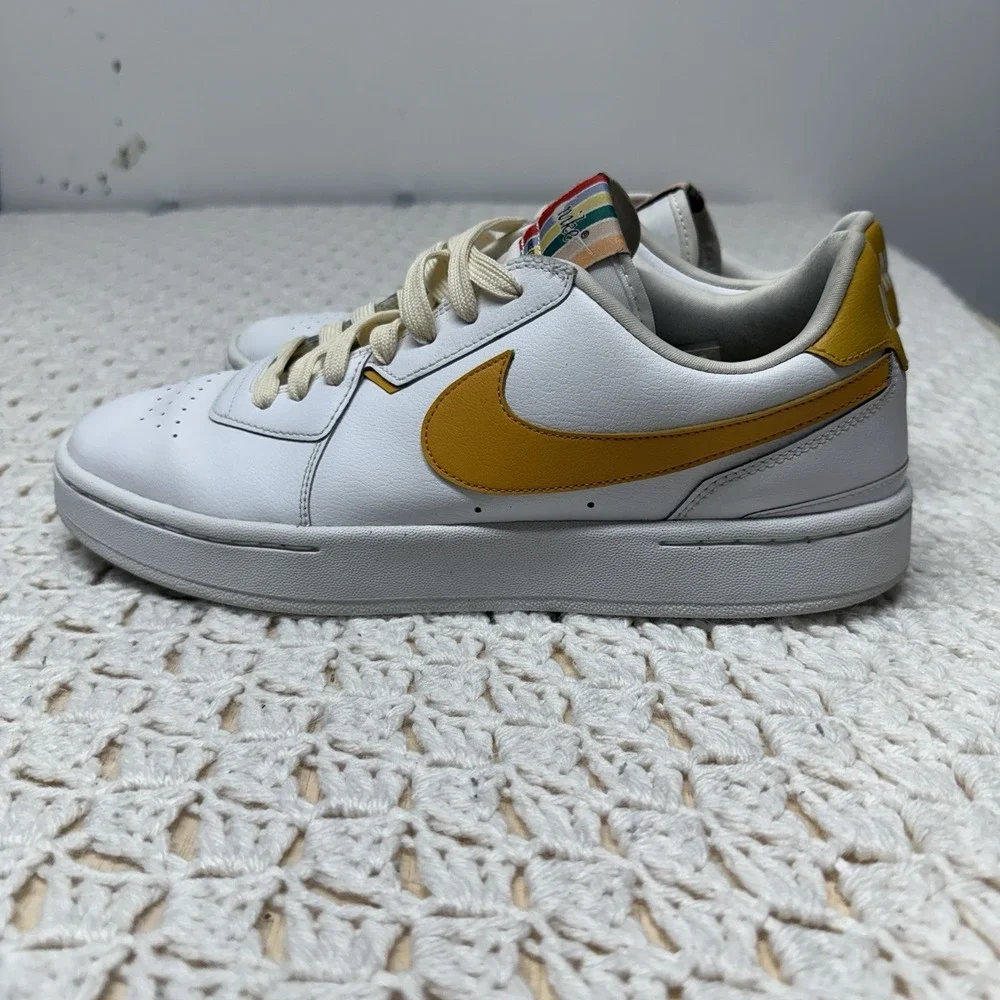 Nike Court Blanc Shoes Womens Size 12 White Leather Low Top Casual CI0808-101